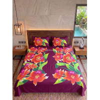 Hand Painted Rayon Bedsheet Set King Size